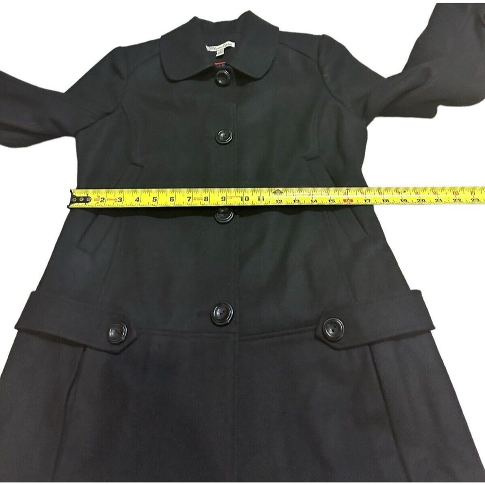 NWT black peacoat wool blend lined size M classic dark academia minimalist - Picture 16 of 16